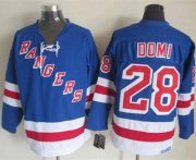 Wholesale Cheap Rangers #28 Tie Domi Light Blue CCM Throwback Stitched NHL Jersey