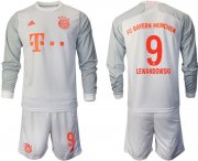 Wholesale Cheap Men 2020-2021 club Bayern Munchen away long sleeves 9 white Soccer Jerseys