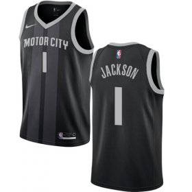 Wholesale Cheap Nike Pistons #1 Reggie Jackson Black NBA Swingman City Edition Jersey