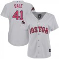 Wholesale Cheap Red Sox #41 Chris Sale Grey Road 2018 World Series Women's Stitched MLB Jersey