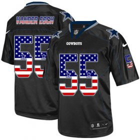 Wholesale Cheap Nike Cowboys #55 Leighton Vander Esch Black Men\'s Stitched NFL Elite USA Flag Fashion Jersey