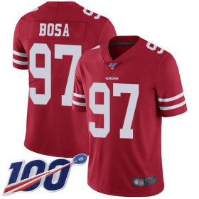 Wholesale Cheap Size XXXXL 49ers #97 Nick Bosa Red Team Color Men\'s Stitched Football 100th Season Vapor Limited Jersey