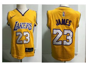 Cheap Los Angeles Lakers #23 LeBron James Yellow Toddlers Jersey