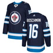 Wholesale Cheap Adidas Jets #16 Laurie Boschman Navy Blue Home Authentic Stitched NHL Jersey