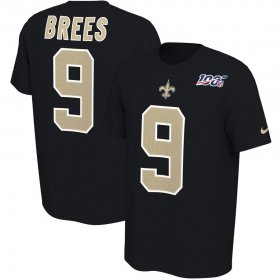 Wholesale Cheap New Orleans Saints #9 Drew Brees Nike NFL 100th Season Player Pride Name & Number Performance T-Shirt Black