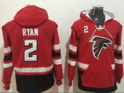 Wholesale Cheap Nike Falcons #2 Matt Ryan Red/Black Name & Number Pullover NFL Hoodie