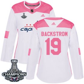 Wholesale Cheap Adidas Capitals #19 Nicklas Backstrom White/Pink Authentic Fashion Stanley Cup Final Champions Women\'s Stitched NHL Jersey