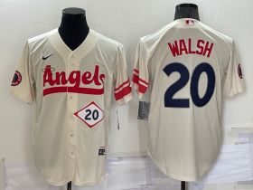 Wholesale Cheap Men\'s Los Angeles Angels #20 Jared Walsh Number Cream 2022 City Connect Cool Base Stitched Jersey