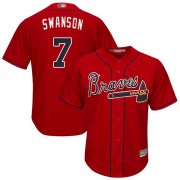 Wholesale Cheap Braves #7 Dansby Swanson Red New Cool Base Stitched MLB Jersey