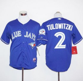 Wholesale Cheap Blue Jays #2 Troy Tulowitzki Blue Alternate Cool Base Stitched MLB Jersey