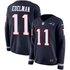 Wholesale Cheap Nike Patriots #11 Julian Edelman Navy Blue Team Color Women\'s Stitched NFL Limited Therma Long Sleeve Jersey
