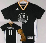 Wholesale Cheap Golden State Warriors #11 Klay Thompson Revolution 30 Swingman 2014 New Black Short-Sleeved Jersey With 2015 Finals Champions Patch