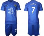 Wholesale Cheap Men 2021-2022 Club Chelsea home blue 7 Nike Soccer Jersey