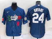 Wholesale Cheap Men's Los Angeles Dodgers #8 #24 Kobe Bryant Number Navy Blue Pinstripe 2020 World Series Cool Base Nike Jersey
