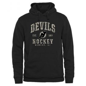 Wholesale Cheap Men\'s New Jersey Devils Black Camo Stack Pullover Hoodie