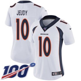 Wholesale Cheap Nike Broncos #10 Jerry Jeudy White Women\'s Stitched NFL 100th Season Vapor Untouchable Limited Jersey