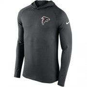 Wholesale Cheap Men's Atlanta Falcons Nike Charcoal Stadium Touch Hooded Performance Long Sleeve T-Shirt