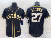 Wholesale Cheap Men's Houston Astros #27 Jose Altuve Black Gold Flex Base Stitched Jersey