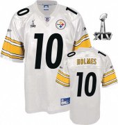 Wholesale Cheap Steelers #10 Santonio Holmes White Super Bowl XLV Stitched NFL Jersey