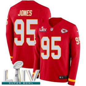 Wholesale Cheap Nike Chiefs #95 Chris Jones Red Super Bowl LIV 2020 Team Color Men\'s Stitched NFL Limited Therma Long Sleeve Jersey