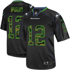 Wholesale Cheap Nike Seahawks #12 Fan Black Men\'s Stitched NFL Elite Camo Fashion Jersey