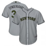 Wholesale Cheap Mets #34 Noah Syndergaard Grey New Cool Base 2018 Memorial Day Stitched MLB Jersey