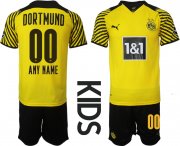 Wholesale Cheap Youth 2021-2022 Club Borussia Dortmund home customized yellow Soccer Jersey