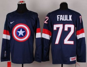 Wholesale Cheap Olympic Team USA #72 Justin Faulk Navy Blue Captain America Fashion Stitched NHL Jersey