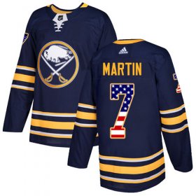 Wholesale Cheap Adidas Sabres #7 Rick Martin Navy Blue Home Authentic USA Flag Stitched NHL Jersey