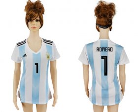 Wholesale Cheap Women\'s Argentina #1 Romero Home Soccer Country Jersey