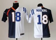 Wholesale Cheap Nike Colts #18 Peyton Manning Blue/White Youth Stitched NFL Elite Split Broncos Jersey