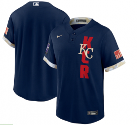 Wholesale Cheap Men\'s Kansas City Royals Blank 2021 Navy All-Star Cool Base Stitched MLB Jersey