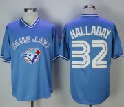 Wholesale Cheap Blue Jays #32 Roy Halladay Light Blue Cooperstown Throwback Stitched MLB Jersey