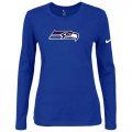 Wholesale Cheap Women's Nike Seattle Seahawks Of The City Long Sleeve Tri-Blend NFL T-Shirt Blue