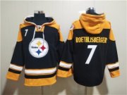 Wholesale Cheap Men's Pittsburgh Steelers #7 Ben Roethlisberger Black Ageless Must-Have Lace-Up Pullover Hoodie