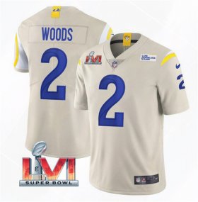 Wholesale Cheap Men\'s Los Angeles Rams #2 Robert Woods 2022 Bone Super Bowl LVI Vapor Limited Stitched Jersey