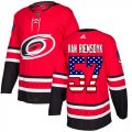 Wholesale Cheap Adidas Hurricanes #57 Trevor Van Riemsdyk Red Home Authentic USA Flag Stitched Youth NHL Jersey
