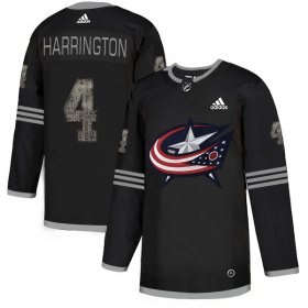 Wholesale Cheap Adidas Blue Jackets #4 Scott Harrington Black Authentic Classic Stitched NHL Jersey