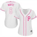Wholesale Cheap Pirates #6 Starling Marte White/Pink Fashion Women's Stitched MLB Jersey