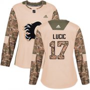 Wholesale Cheap Adidas Flames #17 Milan Lucic Camo Authentic 2017 Veterans Day Women's Stitched NHL Jersey