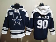 Wholesale Cheap Men's Dallas Cowboys #90 Demarcus Lawrence Navy Blue Ageless Must Have Lace Up Pullover Hoodie