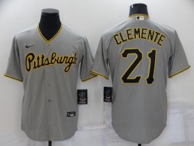 Wholesale Cheap Men\'s Pittsburgh Pirates #21 Roberto Clemente Grey Stitched MLB Cool Base Nike Jersey