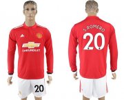 Wholesale Cheap Manchester United #20 S.Romero Red Home Long Sleeves Soccer Club Jersey