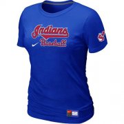 Wholesale Cheap Women's Nike Cleveland Indians Short Sleeve Practice T-Shirt Blue