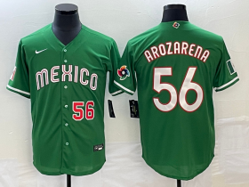 Wholesale Cheap Men\'s Mexico Baseball #56 Randy Arozarena Number 2023 Green World Classic Stitched Jersey3