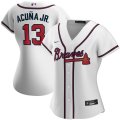 Wholesale Cheap Atlanta Braves #13 Ronald Acuna Jr. Nike Women's Home 2020 MLB Player Jersey White