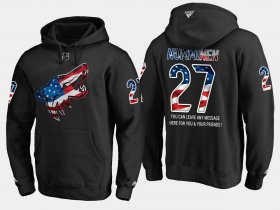 Wholesale Cheap Coyotes #27 Teppo Numminen NHL Banner Wave Usa Flag Black Hoodie