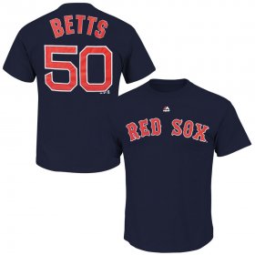 Wholesale Cheap Boston Red Sox #50 Mookie Betts Majestic Official Name and Number T-Shirt Navy