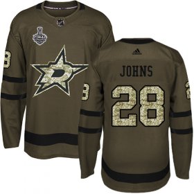 Cheap Adidas Stars #28 Stephen Johns Green Salute to Service Youth 2020 Stanley Cup Final Stitched NHL Jersey