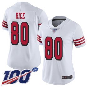 Wholesale Cheap Nike 49ers #80 Jerry Rice White Rush Women\'s Stitched NFL Limited 100th Season Jersey